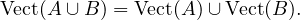 Vect(A ∪B ) = Vect(A )∪ Vect(B ).
